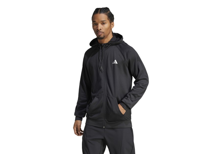 Adidas Fleece Ζακέτα Μαύρη Ανδρική
