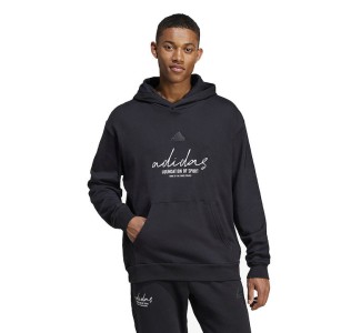 Adidas Brand Love French Terry Ανδρικό Φούτερ με Κουκούλα Μαύρο