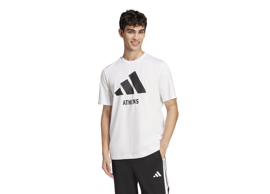 adidas  T-shirt Λευκό Ανδρική
