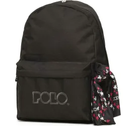 Polo Original 600D Σχολική Τσάντα Πλάτης Γυμνασίου - Λυκείου σε Μαύρο χρώμα Μ32 x Π18 x Υ40cm