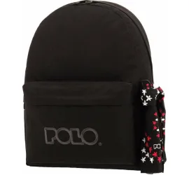 Polo Original 600D Σχολική Τσάντα Πλάτης Γυμνασίου - Λυκείου σε Μαύρο χρώμα Μ32 x Π18 x Υ40cm