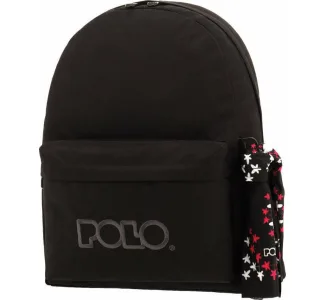 Polo Original 600D Σχολική Τσάντα Πλάτης Γυμνασίου - Λυκείου σε Μαύρο χρώμα Μ32 x Π18 x Υ40cm