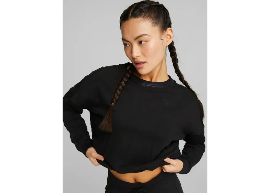 Puma Cropped Γυναικείο Φούτερ Μαύρο
