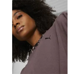 Puma Cropped Γυναικείο Φούτερ Καφέ