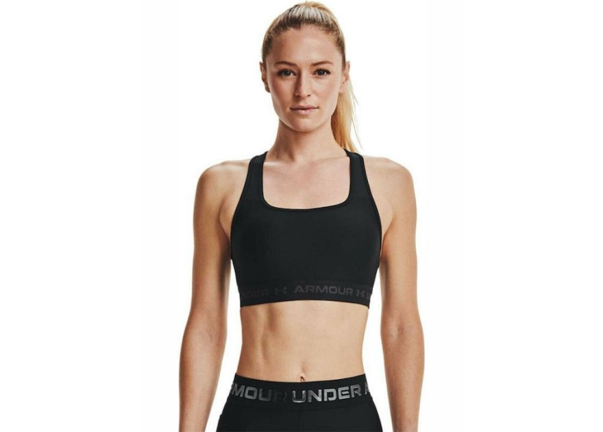 Under Armour Crossback Mid Γυναικείο Αθλητικό Μπουστάκι Μαύρο με Επένδυση