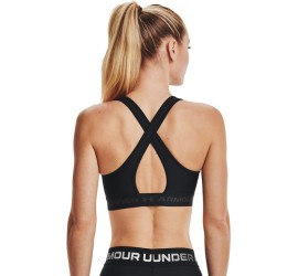 Under Armour Crossback Mid Γυναικείο Αθλητικό Μπουστάκι Μαύρο με Επένδυση