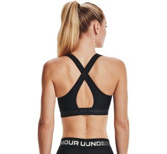 Under Armour Crossback Mid Γυναικείο Αθλητικό Μπουστάκι Μαύρο με Επένδυση