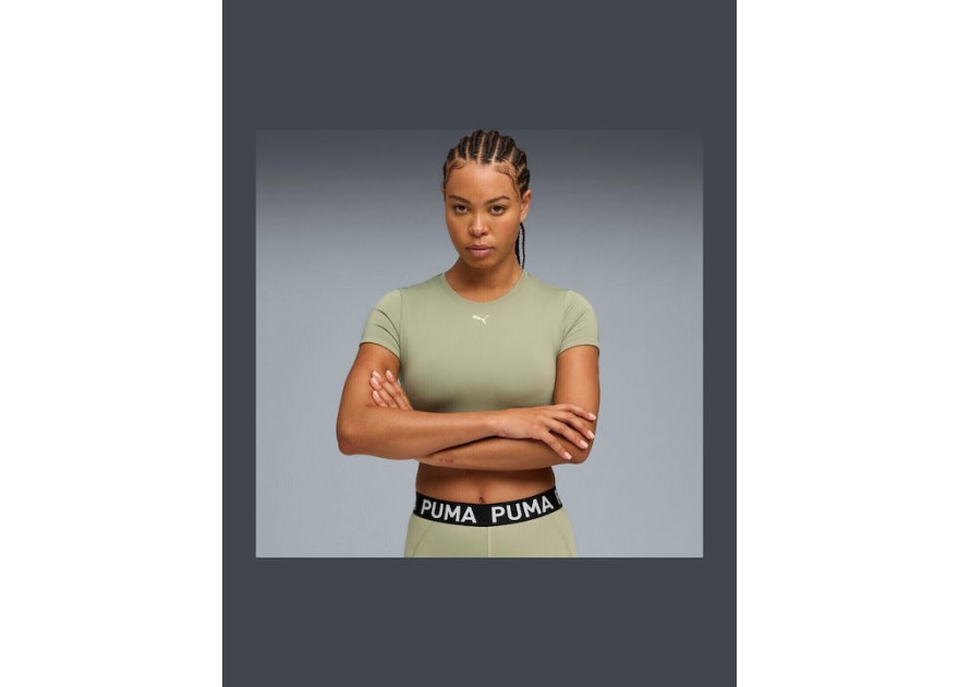 Puma Γυναικείο Crop T-shirt Fast Drying Πράσινο