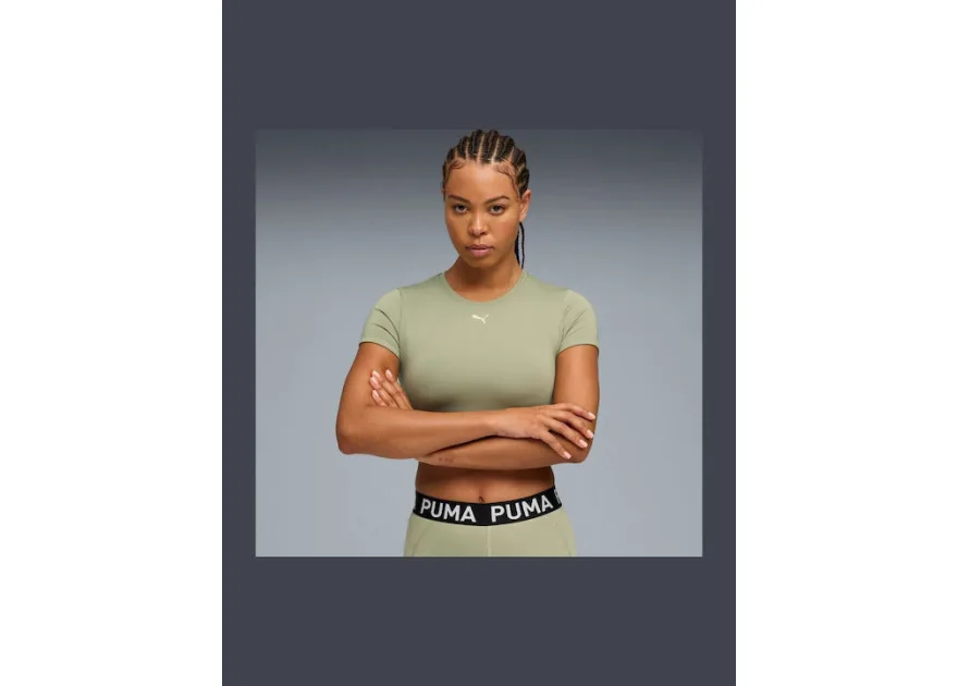 Puma Γυναικείο Crop T-shirt Fast Drying Πράσινο
