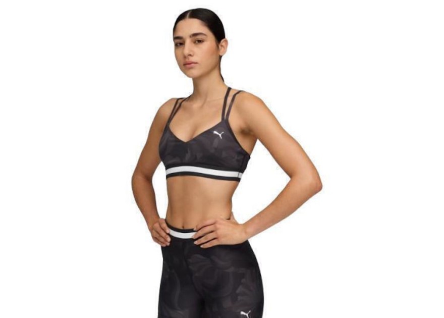Puma Strappy Bra Γυναικείο Αθλητικό Μπουστάκι Black/white με Επένδυση
