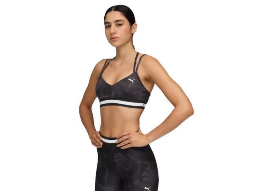 Puma Strappy Bra Γυναικείο Αθλητικό Μπουστάκι Black/white με Επένδυση