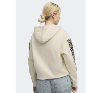 Puma Ess Graphic Μακρύ Γυναικείο Φούτερ με Κουκούλα Εκρού