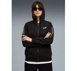 Puma Μακριά Γυναικεία Ζακέτα Φούτερ με Κουκούλα Μαύρο