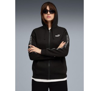 Puma Μακριά Γυναικεία Ζακέτα Φούτερ με Κουκούλα Μαύρο