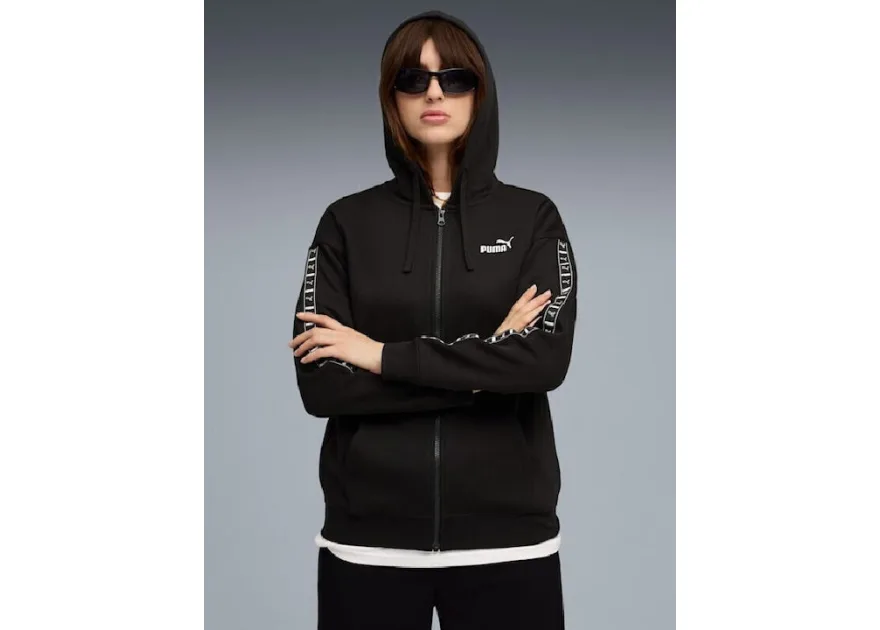 Puma Μακριά Γυναικεία Ζακέτα Φούτερ με Κουκούλα Μαύρο