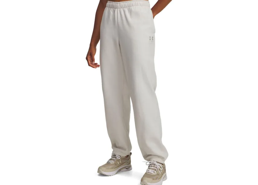 Under Armour Παντελόνι Φόρμας με Λάστιχο Fleece Εκρού