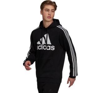 Adidas Essentials Ανδρικό Φούτερ με Κουκούλα και Τσέπες Fleece Μαύρο