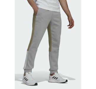 Adidas Essentials Colorblock Παντελόνι Φόρμας με Λάστιχο Fleece Mgh Solid Grey / Orbit Green