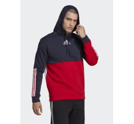 Adidas Essentials Colorblock Ανδρικό Φούτερ με Κουκούλα και Τσέπες Legend Ink/White/Scarlet