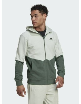 Adidas Essentials 4gameday Ανδρική Φούτερ Ζακέτα με Κουκούλα και Τσέπες Linen Green