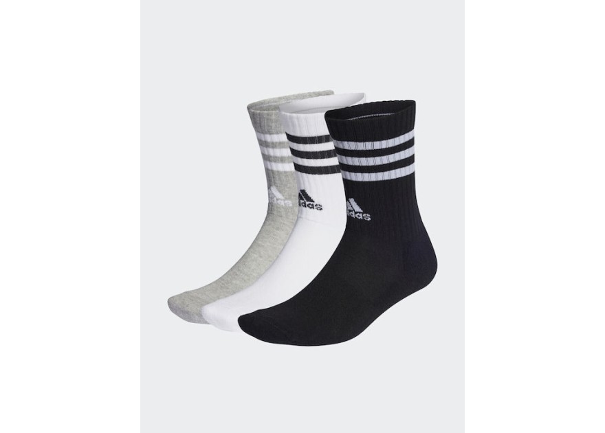 Adidas Performance 3-Stripes Cushioned Αθλητικές Κάλτσες Πολύχρωμες 3 Ζεύγη