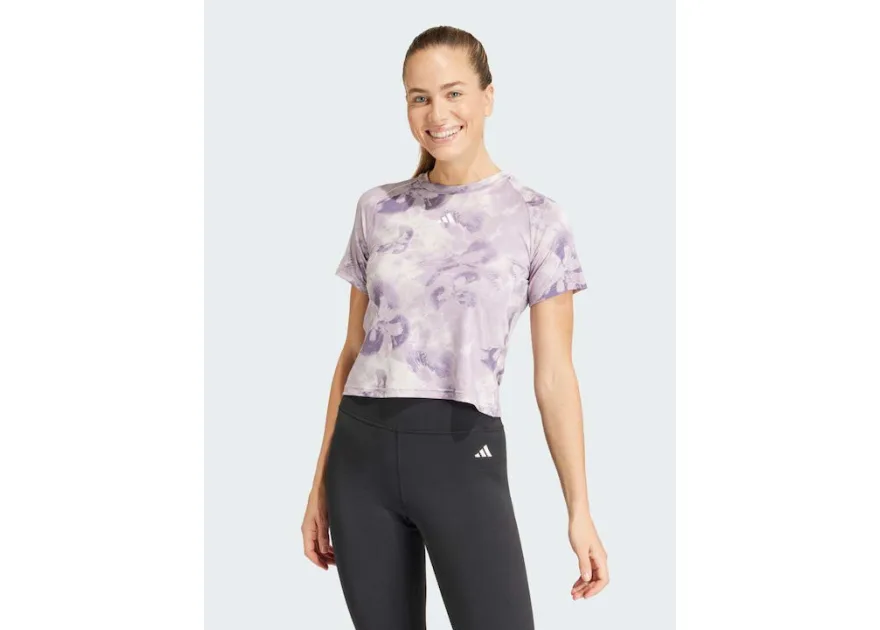 Adidas Essentials Aop Γυναικείο Αθλητικό T-shirt Floral Μωβ
