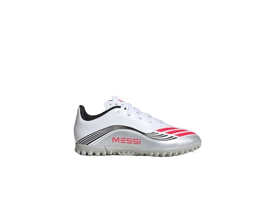 Adidas Παιδικά Ποδοσφαιρικά Παπούτσια F50 Messi Club Turf με Σχάρα Λευκά