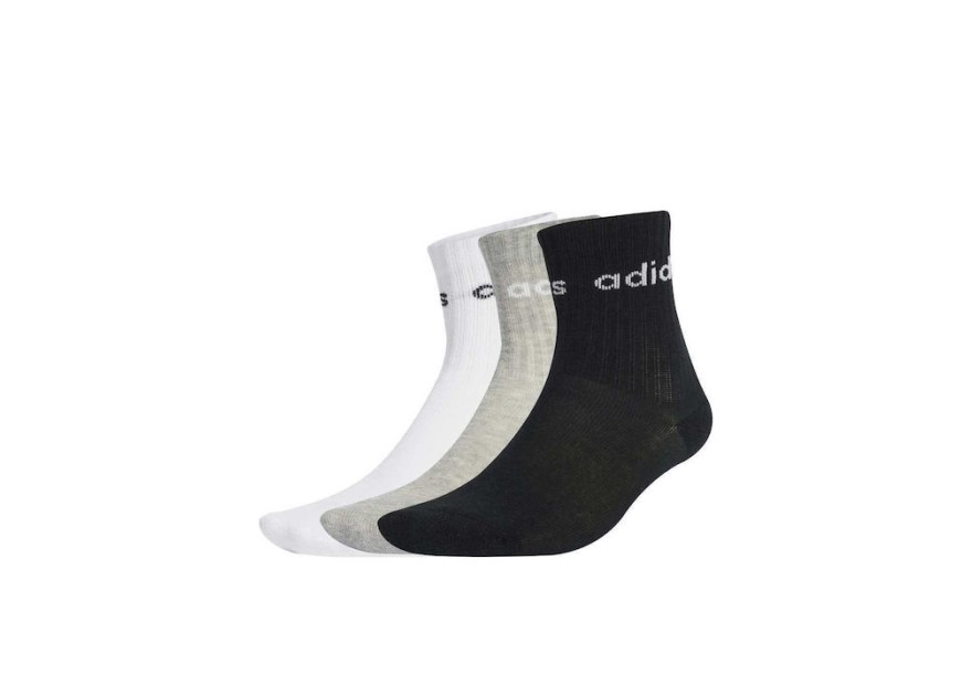 Adidas Παιδικά Σοσόνια CREW Λευκο/γκρι/μαυρο 3 Ζευγάρια