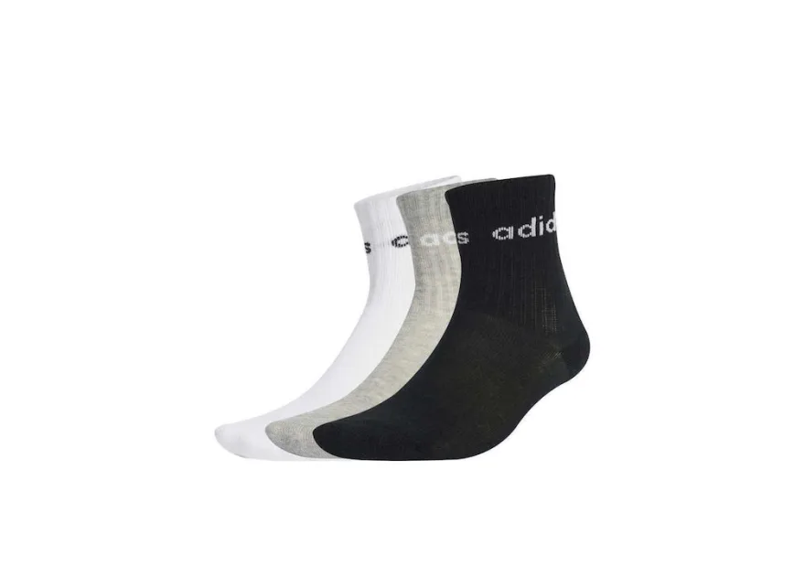Adidas Παιδικά Σοσόνια CREW Λευκο/γκρι/μαυρο 3 Ζευγάρια