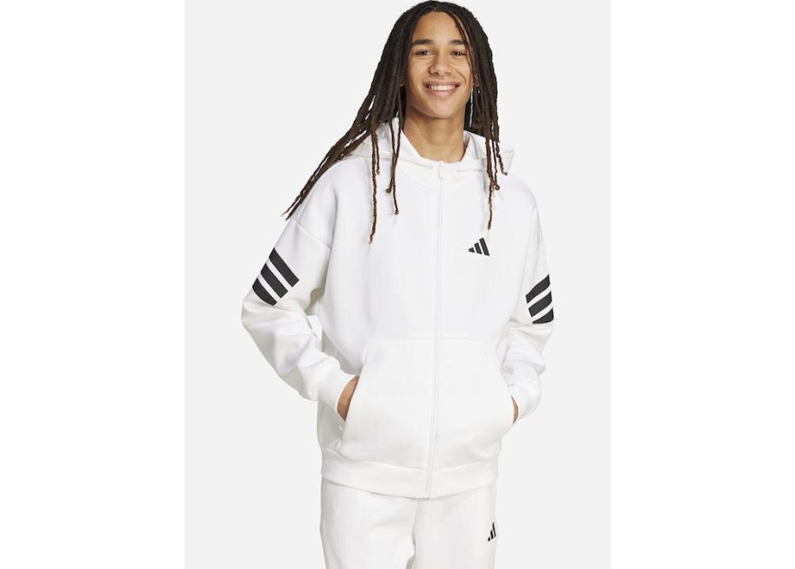 Adidas Future Icons 3-stripes Φούτερ με Κουκούλα Λευκό