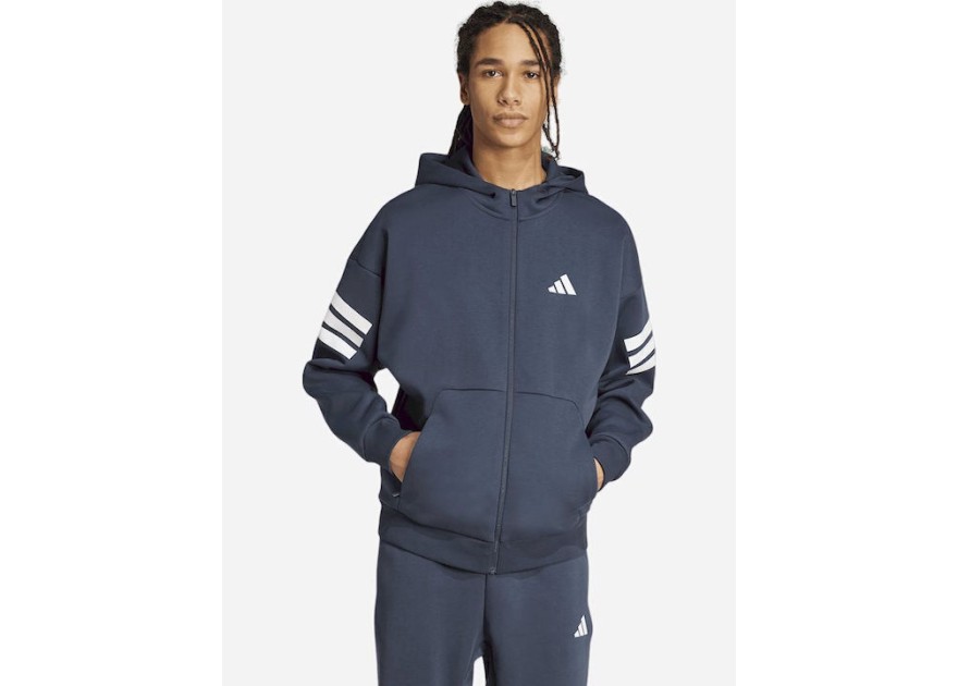 Adidas Future Icons 3-stripes Φούτερ με Κουκούλα Μπλε