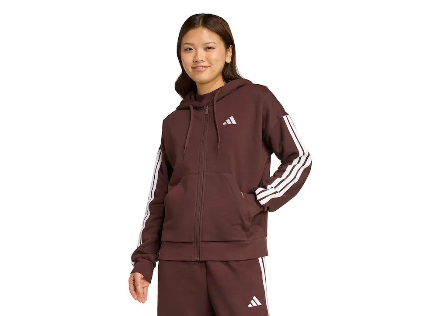 Adidas Γυναικείο Φούτερ με Κουκούλα Καφέ