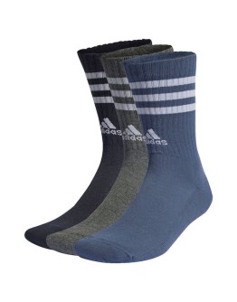 Adidas 3-stripes Cushioned Μπασκετικές Κάλτσες Πολύχρωμες 3 Ζεύγη