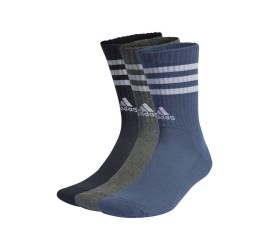 Adidas 3-stripes Cushioned Μπασκετικές Κάλτσες Πολύχρωμες 3 Ζεύγη