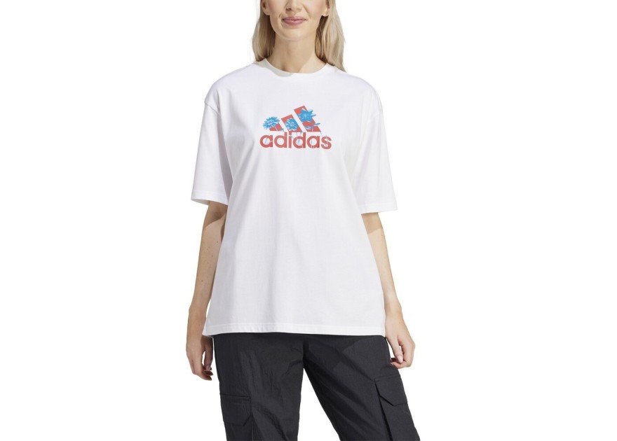 Adidas Γυναικεία Αθλητική Μπλούζα Κοντομάνικη λευκή