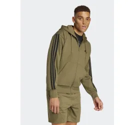 Adidas Essentials 3-stripes Φούτερ με Κουκούλα Μαύρο