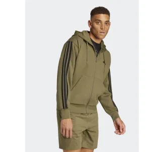 Adidas Essentials 3-stripes Φούτερ με Κουκούλα Μαύρο