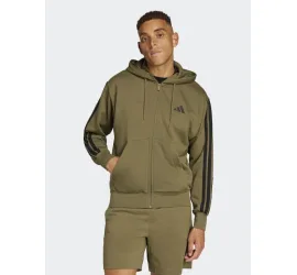 Adidas Essentials 3-stripes Φούτερ με Κουκούλα Μαύρο