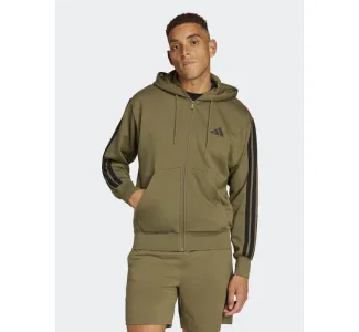 Adidas Essentials 3-stripes Φούτερ με Κουκούλα Μαύρο