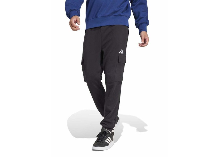 Adidas French Terry Παντελόνι Φόρμας με Λάστιχο Navy Μπλε