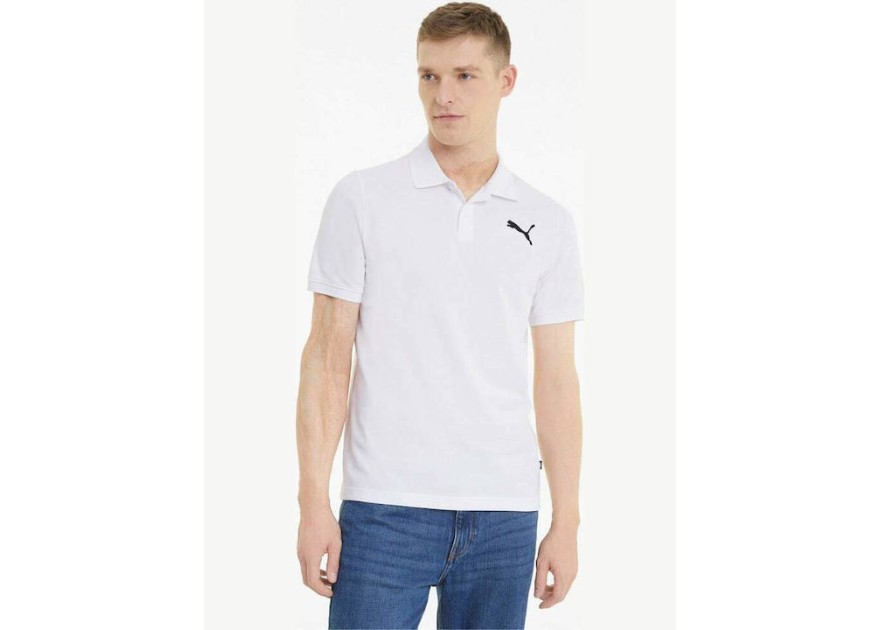 Puma Essentials Ανδρικό T-shirt Polo Λευκό