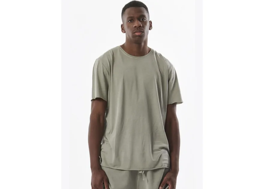 Body Action Natural Dye Raw Cut Ανδρικό T-shirt Γκρι Μονόχρωμο