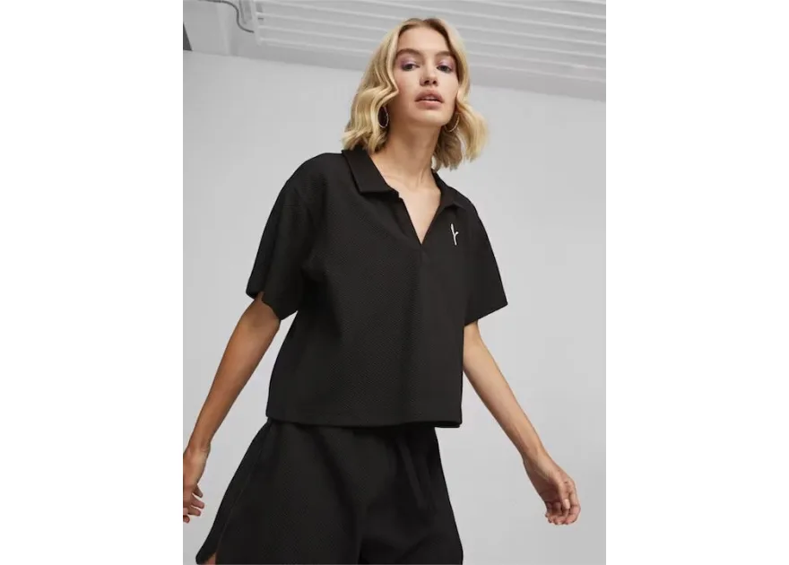 Puma Γυναικεία Polo Μπλούζα Κοντομάνικη Μαύρη